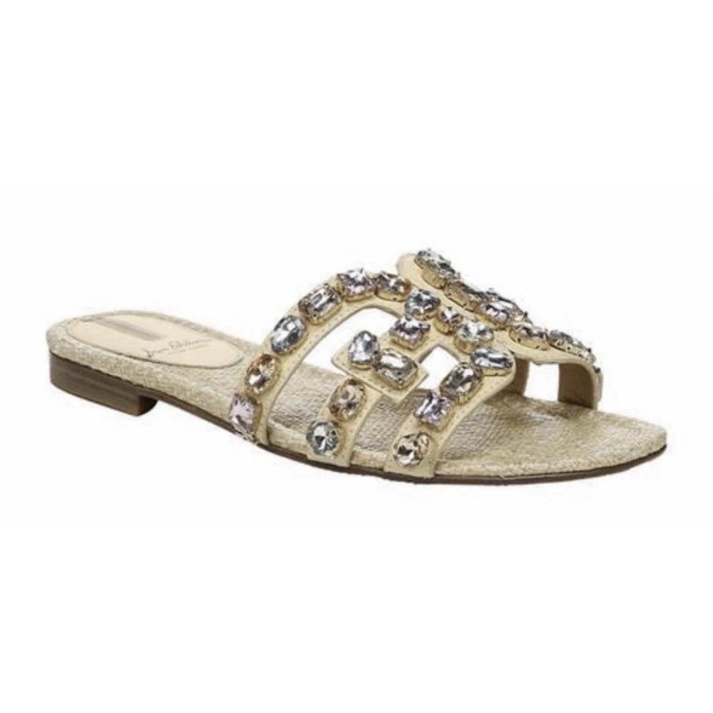 Sam Edelman Bay‎ Ray Women's size 5 Rhinestone Tan Weave Slide Sandals